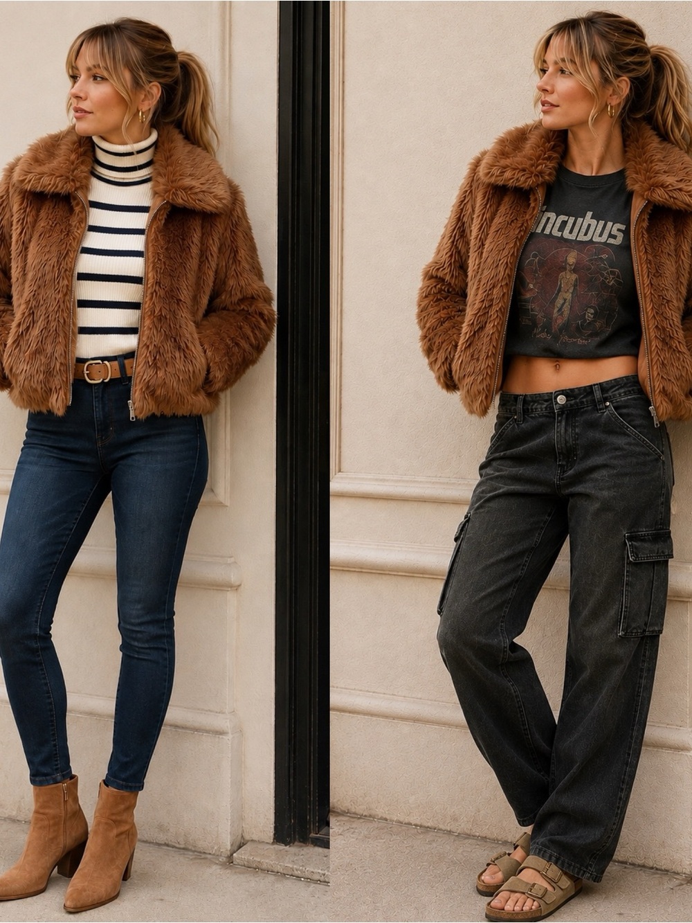 Abercrombie & Fitch Brown Faux Fur Jacket-XS